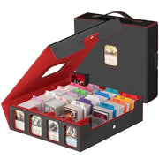 Gomyrod 4 Row 3200+ Trading Card Storage with Commander Display [US Patent] | MTG Card Storage with 30 Dividers, 8 Supporter, Bulk Card Storage Compatible for Magic TCG Sports Cards (Black & Red)