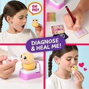 Little Live Pets Ouchies Vet Kit, Chirpy the Chick, Baby Chick Toys | Portable vet case with sticker bandages, glowing cheeks, and 20+ sounds, lights, and reactions, chicken toys