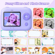 Kids Instant Print Camera with 5 Rolls Print Paper, 1080P HD Camera, Rechargeable Portable Toddler Selfie Camera, Christmas Birthday Gifts Toys for Boys Girls Age 3-12 (Purple)
