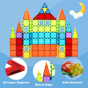 OugerToy 104PCS Magnetic Tiles STEM Building Blocks for Kids Ages 3-9 | Educational Stacking Toys with Car Bases, Creative Construction Gift for Boys Girls OugerToy