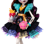Monster High Skelita Calaveras Doll | Skeleton in Colorful Papel Picado Dress with Pet Dog Candelita & 7 Accessories like Sketch Book, Snack & Messenger Bag