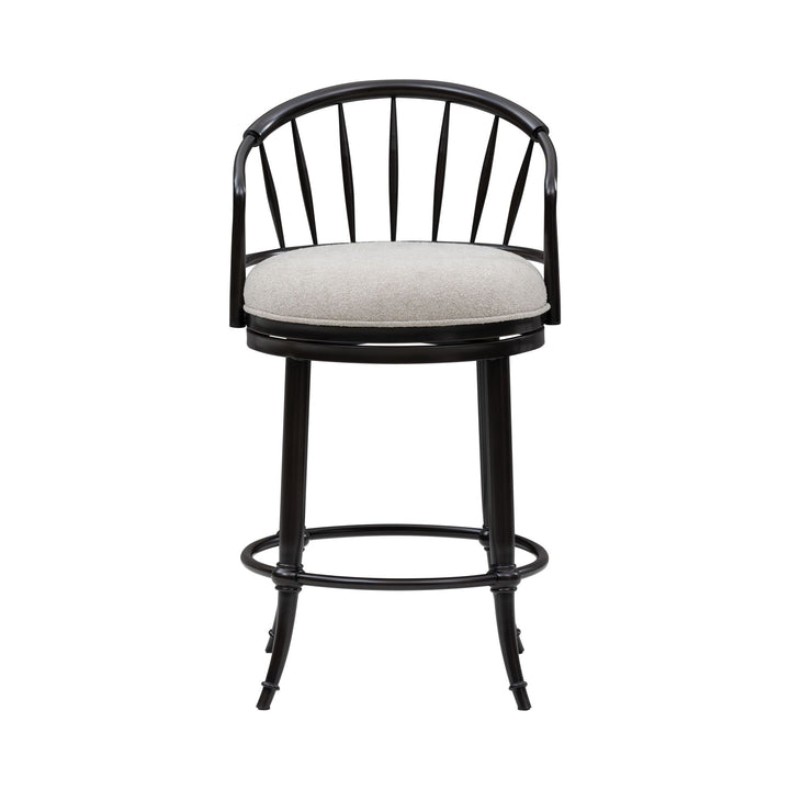Luther - Commercial Grade Steel Frame Fabric Upholstered Swivel Counter Height Barstool