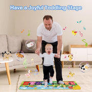 FOKI Floor Piano Mat, Baby & Toddler Toys for 1-3 Year Old Boys & Girls | Sensory Musical Toy with 5 Modes, Dual Volume Controls and 8 Music Cards, Gift-Ready for Birthdays and Christmas