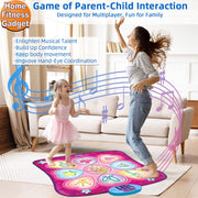 SUNLIN Dance Mat for Girls Ages 3-8, Interactive Dancing Game Pad, Pink | Dance Mixer Rhythm Step Playmat with LED Lights, Adjustable Volume, Built-in Music, Birthday Gift for Girls 3 4 5 6 Years Old