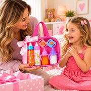 fash n kolor® My Sweet Baby Disappearing Doll Feeding Set, Baby Care 6 Piece Doll Feeding Set - for Toy Stroller | 2 Milk & Juice Bottles with 2 Toy Pacifier for Baby Dolls Set - Kids Gift Set