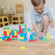 Melissa & Doug 100 Wooden Building Blocks with Storage Box | 100 Pieces, Wooden Blocks In 4 Colors & 9 Shapes, Montessori Toys, Construction Play, Toddler Learning Toys for Kids, Ages 2+