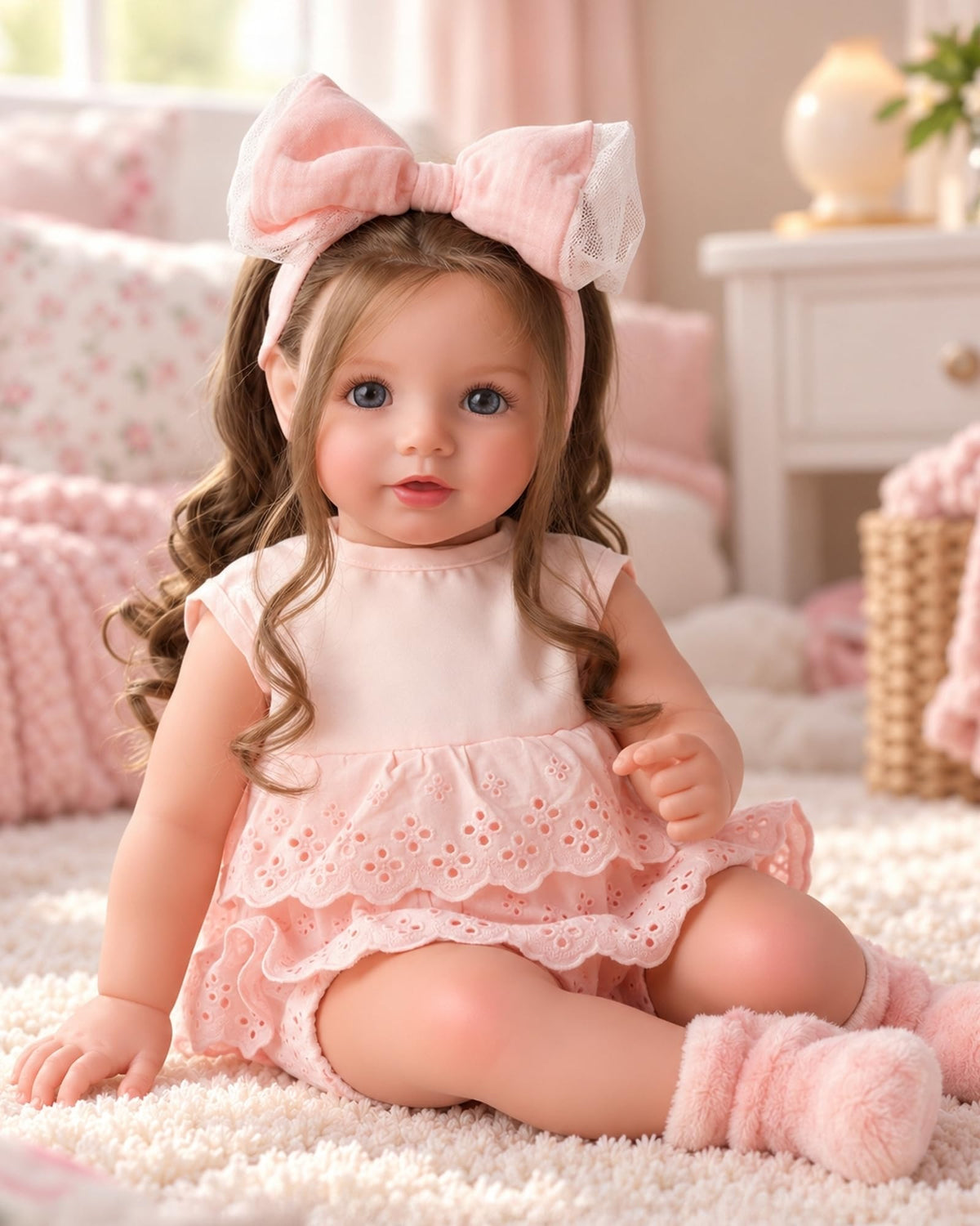 BABESIDE Dara 20 Inch Lifelike Reborn Baby Dolls, Long Brown Hair Girl | Handmade Realistic Baby Doll, Real Life Baby Dolls with Clothes and Toy Accessories, Gift for Kids Ages 3+