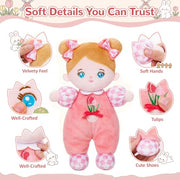 OUOZZZ Soft Baby Doll 10" Tulip Pink Snuggle Buddy Doll | First Birthday Toys for 1 Year Old Girl, Ideal 1 Year Old Girl Gifts & Baby Girl Gifts, Cuddly Toy for Infants & Toddlers