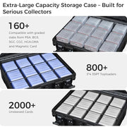 Graded Card Case Storage Box, Extra Large Trading Card Box, PSA Slab Case | Waterproof Trading Card Storage Box with 8 Adjustable Dividers; Fits BGS, SGC, CGC, CSG Slabs, Top Loaders & Magnetic Holders