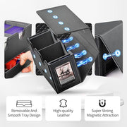UAONO 3-in-1 MTG Commander Deck Box, Black Gray | 2 Magnetic Card Holders & 1 Dice Tray, Fits 200 Double Sleeved, Card Organizer Compatible with Magic the Gathering