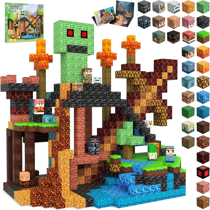 SSAWER Magnetic Blocks, 100PCS Toys Building Cubes Gifts for Kids Ages 3+ | Magnetic Cubes, 0.8 inches Building Blocks, STEM Construction Toys Christmas Birthday Party Gifts for Kids Boys Girls