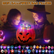 Halloween Party Favors 50Pcs Trick or Treats Halloween Toys for Kids | Halloween Party Favors for Kids & Adults, Non‑candy Gift Bag Fillers, Light Up Rings for Halloween party supplies