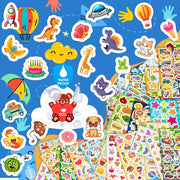 48 Sheets Stickers for Kids, Cute Stickers Variety Pack for Scrapbooking | Teachers Classroom Prizes, Goodie Bag Stuffers Including Animals, Cars, Dinosaurs, Fishes, Hearts, Stars and More