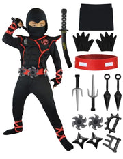 Spooktacular Creations Halloween Ninja Costume, Ninja Outfit Set for Kids, Halloween Costumes for Boys Dress Up Party