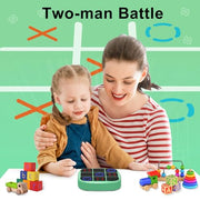 Tic-Tac-Toe Bolt Game, 4-in-1 Handheld Puzzle Games Console, Electronic Tic-Tac-Toe Game for Educational and Memory Growth, Portable Travel Games for Car Ride, Board Games for Kids and Adults (Cyan)