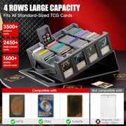 Dufvrpe Trading Card Storage Box, 3500+ MTG Deck Box with Commander Display | All-in-one card storage set with 4 dividers, 30 labels, dice box, acrylic holders, dual displays & lid-secured handle
