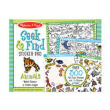 Melissa & Doug Seek & Find Sticker Pad Animals Activity Toy | 21 Pages, 14 Animal Scenes, 400 Color-Coded Stickers, Matching & Coloring Skills, Arts & Crafts Travel Toys for Kids, Ages 4+