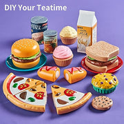 LAUGIGLE Pretend Play Food for Kids Kitchen, 78Pc Cutting Toy Food with Storage Bag