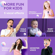 YLL Karaoke Machine for Kids, Birthday Gifts for Girls 3 4 5 6 7+Years Old | 2 Wireless Microphones, 5 Magic Voices, Mini Portable Bluetooth Speaker, Family Home Party Present Toys for Ages 4-12