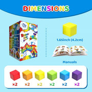 Magnetic Building Blocks Large, 1.65 inch Stacking Cubes for Toddlers | Sensory & Montessori Toys for Boys & Girls 1 2 3 Years Old, Toddler Travel Toys, Magnet Toys for Kids Birthday Gifts (12 PCS)
