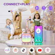 YLL Karaoke Machine for Kids, Birthday Gifts for Girls 3 4 5 6 7+Years Old | 2 Wireless Microphones, 5 Magic Voices, Mini Portable Bluetooth Speaker, Family Home Party Present Toys for Ages 4-12