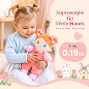 OUOZZZ Soft Baby Doll 10" Tulip Pink Snuggle Buddy Doll | First Birthday Toys for 1 Year Old Girl, Ideal 1 Year Old Girl Gifts & Baby Girl Gifts, Cuddly Toy for Infants & Toddlers