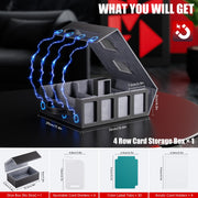 Dufvrpe Trading Card Storage Box, 3500+ MTG Deck Box with Commander Display | All-in-one card storage set with 4 dividers, 30 labels, dice box, acrylic holders, dual displays & lid-secured handle