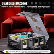 Dufvrpe Trading Card Storage Box, 3500+ MTG Deck Box with Commander Display | All-in-one card storage set with 4 dividers, 30 labels, dice box, acrylic holders, dual displays & lid-secured handle