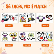 Halloween Mini Pumpkin Decorating Stickers for Kids Toddlers Party Favors | 18 sheets, 36 pack, small, pumpkin face stickers, treat gifts