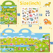 6 Sets Reusable Sticker Book for Toddlers 3-6, Jelly Stickers Book for Kids, Travel Sticker Activity Toys for Childs 3 4 5 6 Years Girls & Boys Best Gifts
