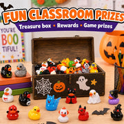 DULEFUN 61Pcs Halloween Mini Resin Duck Figures Halloween Party Favors Gift | Cute Small Little Duckies Statues Bulk Set for Office Desk Tiered Tray Decor Halloween Party Supplies Decoration