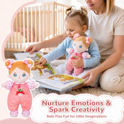 OUOZZZ Soft Baby Doll 10" Tulip Pink Snuggle Buddy Doll | First Birthday Toys for 1 Year Old Girl, Ideal 1 Year Old Girl Gifts & Baby Girl Gifts, Cuddly Toy for Infants & Toddlers