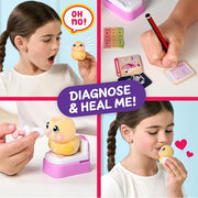 Little Live Pets Ouchies Vet Kit, Chirpy the Chick, Baby Chick Toys | Portable vet case with sticker bandages, glowing cheeks, and 20+ sounds, lights, and reactions, chicken toys