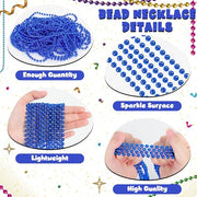 Huskein 200 PCS Beaded Necklace, 33" Mardi Gras Beads, Blue Bead Necklace, Mardi Gras Accessories, Parade Beads Bulk for Hanukkah Christmas Pirate Birthday Gender Costume Party Supplies