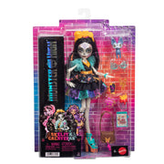 Monster High Skelita Calaveras Doll | Skeleton in Colorful Papel Picado Dress with Pet Dog Candelita & 7 Accessories like Sketch Book, Snack & Messenger Bag