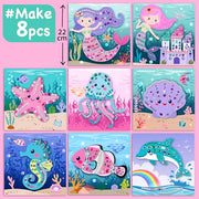EZCRA Mermaid Gem Sticker Kit for Kids - 800 Stickers, 8 Underwater Themes