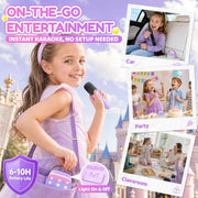 YLL Karaoke Machine for Kids, Birthday Gifts for Girls 3 4 5 6 7+Years Old | 2 Wireless Microphones, 5 Magic Voices, Mini Portable Bluetooth Speaker, Family Home Party Present Toys for Ages 4-12