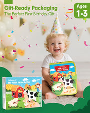 hahaland Busy Book for Toddlers 1-3 - Montessori Toys 1 Year Old Busy Board | 1 Year Old Boy Gifts Educational Quiet Activity Books 10 Pages, Toddler Christmas Stocking Stuffers One Year Old Travel Toys
