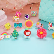 PinkSheep Little Girl Jewel Rings in Box,24 Lovely Girls Rings | Adjustable,No Duplication, Girl Pretend Play and Dress Up Rings,Birthday Christmas Gift
