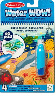 Melissa & Doug On the Go Water Wow! Under the Sea Color-Reveal Activity Pad | 4 Reusable Coloring Boards, Refillable Water Pen, Mess-Free Travel Toys, Arts & Crafts, Preschool Toys for Kids, Ages 3+
