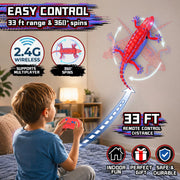 Loueouv RC Wall Climbing Gecko, Rechargeable Remote Control Robot for Kids | 360° Rotating RC Stunt Car with Light, Wall Crawler Lizard Toys for 3-12 Year Old Boys Girls Kids Toys