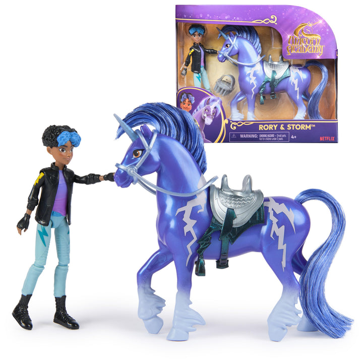 Unicorn Academy Rory & Storm Set, Dolls & Unicorn Toys, Ages 4+ | Brushable Mane & Tail, Styling Tool for Storm, Recreate Show Moments, Imaginative Storytelling Play, Birthday Gifts for Girls