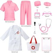Boutrele 12 PCS Doctor Costume for Kids,Scrubs Nurse Costume for Girls Boys | Kids Doctor Costume,Scrubs with Lab Coat,Career Day Costumes for Kids,Halloween Costume,Educational Pretend Play Doctor Kits