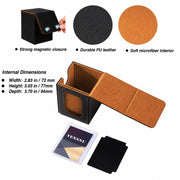 Venssu MTG Deck Box with Commander Display, Fits TCG Cards (Black＆Brown) | Holds 120 Single/100 Double-Sleeved Cards, Fit MTG/PTCG/OPTCG Cards, Strong Magnet, PU Leather, With 2 Dividers & 1 Toploader