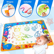 Water Doodle Mat - Kids Color Painting Toy, Gift Set for Toddlers 2-7 | Great Educational Water Doodle Mat - Toddler Painting Toy Gift with Fun Stencils, Magic Pens & Drawing Templates for Kids