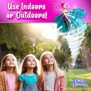 Sky Dancers Flying Doll, Pull-String Toy, No Batteries, Turquoise Twinkle | Really flies; Pull-string powered; No batteries; Indoor/outdoor play; Screen-free fun; Ages 6+, retro