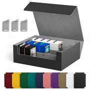 UAONO Trading Card Storage Box Holds 2400+ Cards, Bulk Card Storage | Magnetic Closure PU Leather Card Organizer with 10 Dividers & 3 Stoppers for MTG, PTCG, TCG, Sports Cards (Black)