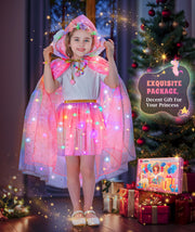 Princess Dress Up for Girls, Unicorn Light up Princess Cape Princess Dress | Costume Crown Gift for Girls 3 4 5 6 DOLNOW