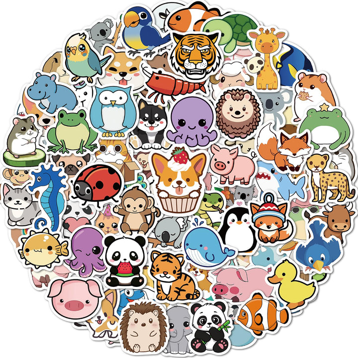 100 Pcs Animal Stickers for Kids, Cute Water Bottle Stickers, Party Favors | Vinyl Waterproof Kid Sticker Pack, Kids Classroom Prizes for Elementary Students, Goodie Bags Stuffers for Kids
