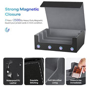 UAONO Trading Card Storage Box Holds 2400+ Cards, Bulk Card Storage | Magnetic Closure PU Leather Card Organizer with 10 Dividers & 3 Stoppers for MTG, PTCG, TCG, Sports Cards (Black)